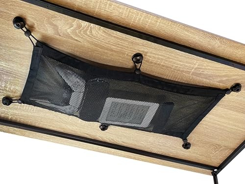 MyGadget Schreibtisch Netz ohne Bohren - [ 63 cm x 25,5 cm ] - Kabelnetz für Kabelmanagement - unsichtbare Aufbewahrung unter dem Tisch in Schwarz