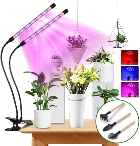 MEISHANG Pflanzenlampe Led Vollspektrum,Pflanzenlicht Zimmerpflanzen,Wachstumslampe für Pflanzen,Grow Lampe mit Zeitschaltuhr 3/9/12 Std,3 Lichter Modi und 10 Dimmstufen,USB Adapter