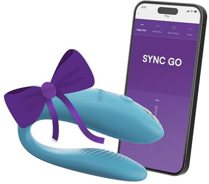 We-Vibe Sync Go Vibrator für Paare Travel Edition - C-Förmiger Vibrator - Wearable für Paare - Vibrationen für gemeinsamen Genuss - Wiederaufladbar - Reiseetui - Türkis