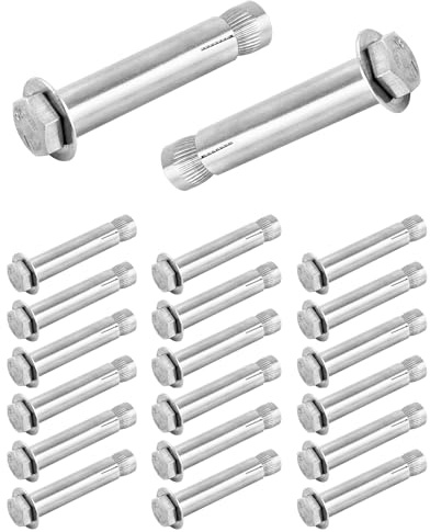 QWORK 304 Stainless Steel External Hex Expansion Bolts M8x60mm, 20 Pcs Anti-Corrosion Metal Bolt for Concrete and Masonry Anchors