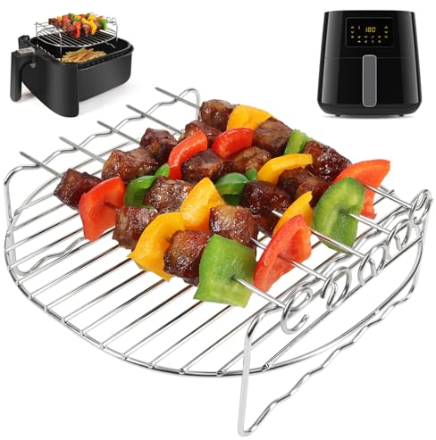 BYKITCHEN Airfryer xxl Zubehör für Philips 6,2L / COSORI 5,5L, Heißluftfritteuse Zubehör Passt für Princess/Ninjia Speedi 5,7L/ Tefal Air fryer, Eckig 304 Grillrost