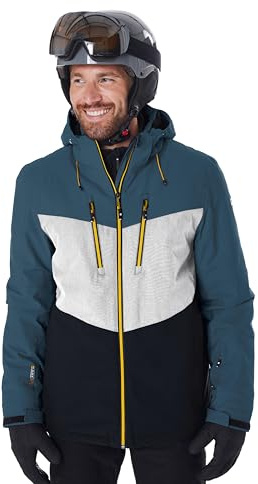 killtec Herren Skijacke/Funktionsjacke mit abzippbarer Kapuze und Schneefang KSW 45 MN SKI JCKT, stahlblau, XXL, 38699-000