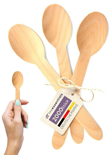 Inoverse 2000 stück Holzlöffel, Länge 15.8 cm, Einweg Holzbesteck, Biologisch Abbaubar Einwegbesteck, Suppenlöffel, Partybesteck, Nachhaltiges und Umweltfreundlich Holzlöffel-Set