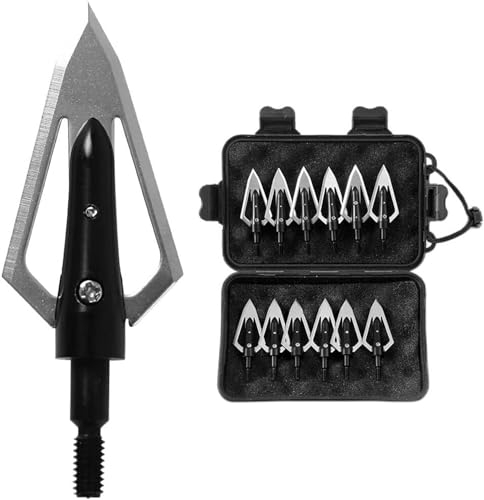 biubiusot 12er 100 Körnern Pfeilspitzen Armbrust Jagd Pfeile für Bogenschießen Carbonpfeile Bogen Jagdspitzen (Schwarz)