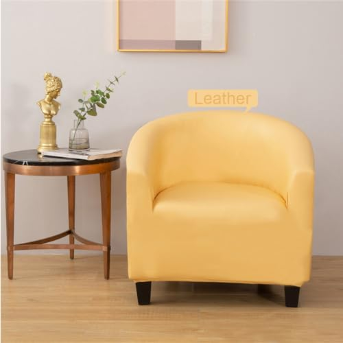 FANSU Leder Sesselschoner mit Armlehne Sesselbezug Stretch Sofabezug Husse Wasserdicht Sesselüberwurf Tub Chairs Sesselhussen für Clubsessel Loungesessel Cocktailsessel (Gelb)