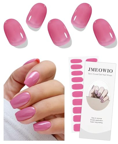 JMEOWIO Rosa Nagelfolie UV Härtend Gel Nagel Strip Sticker