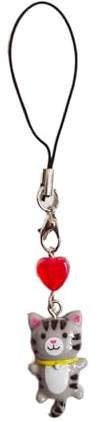 Kobeleen Niedlicher Katzen-Anhänger, Handykette, Riemen, Herz-Charme, Schlüsselanhänger, Telefon-Lanyard, Harz, Schlüsselanhänger, Tasche, Rucksack, Ornament, Party-Schmuck