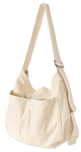 SAVOSWEET Shopper Tasche Stoff, Schultertasche Canvas, Umhängetasche Unisex Groß mit Reißverschluss, Einkaufstasche Leinwand Handtasche mit Langem Henkel für Alltag Büro Schule Reisen Einkaufen