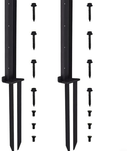 snowchecking Fixer Anchor Ground Spike Support Stake Kit For Tilt Broken Fence Gate Sign Post Heavy Duty Steel Fence Post Repair Stake(2pcs)