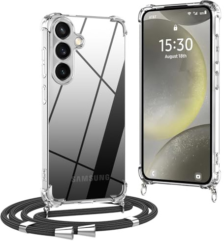 OLEPHY Handykette für Samsung Galaxy S22 5G Hülle mit Band, Schwarz | Necklace Hülle mit Band, Handyhülle zum Umhängen, Soft Transparent Case mit Kordel, Stoßfeste Schutzhülle,