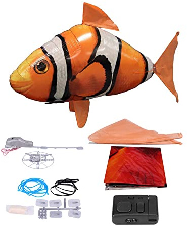 Fernbedienung Fliegender Hai Spielzeug RC Aufblasbarer Ballon Hai Clownfisch Dekoration Anti-Schwerkraft-Innenspielzeug für Zuhause, Familie, Geburtstagsfeier, Weihnachten,