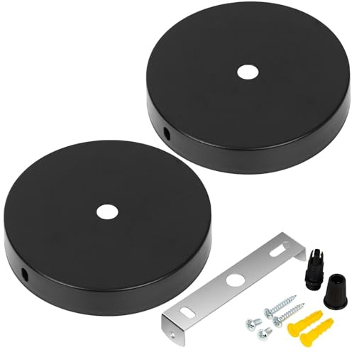 UVKDEENK 2 Packs Light Canopy Kit, Ceiling Light Fixture for Lamp, Ceiling Light Kit with All Mounting Hardware for Hanging Lighting Fixtures (Black, 12cm)