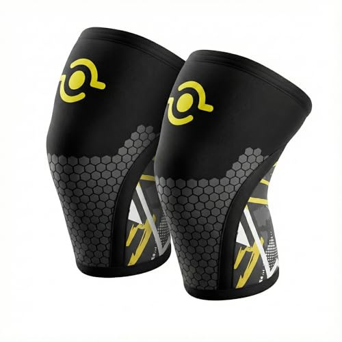 Theyet 7mm Neopren Kompressions Kniebandagen für CrossFit (2er-Pack) | Kniebandagen für Männer und Frauen | Kniestütze für Powerlifting, Gewichtheben und Kraftsport | Knieschoner zusätzlichem Support
