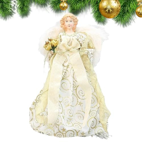 Generisch Weihnachtsengel Baumspitze | Engel mit Flügeln Figur | Weihnachtsengel Ornament Engel Baumspitze Figur mit Flügeln für Weihnachtsbaumschmuck