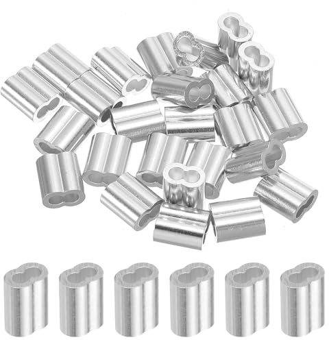 QUARKZMAN 1/10 2,5 mm Aluminium Crimpschlaufe Doppel-Ferrule, Silber | Drahtseil-Kabel-Leitungsende 25 Stück