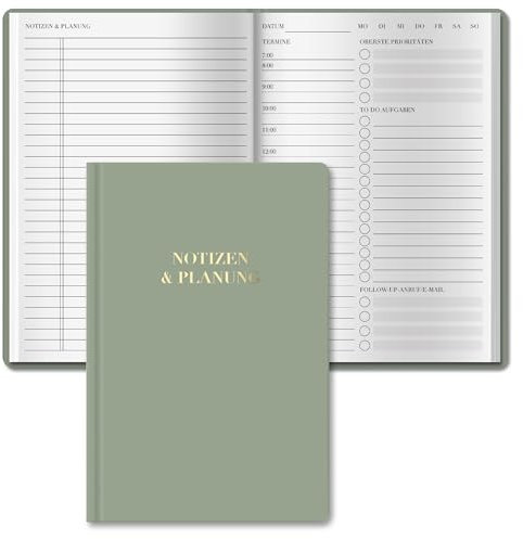 BIROYAL Tagesplaner Undatiert A5 - Daily Planner - To Do Planer mit Terminplan, Notizen & Planung - 7 Uhr bis 22 Uhr - To Do Listen Buch - Tagesübersichten HardCover - Terminplaner Für Büro