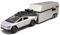 MODVKVK Tesla Cybertruck 1:24 Modellauto mit Motorrad und Ladestation, Mehrstöckiges Camping-Display, Spielzeugauto Trucks mit Licht & Musik, Zurückziehfunktion, Tolles Kinder ab 3 Jahren (Silber)