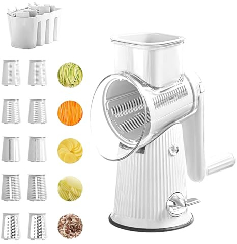 Rallador de queso, cortador de verduras rotativo | Cortador manual de cocina para rebanadora rotativa | Rallador de queso, cortador manual de patatas de cocina eficiente