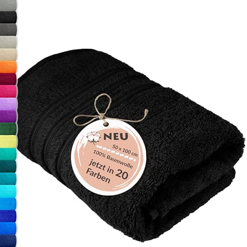Lashuma Elegantes Handtuch 50x100 cm Schwarz - Hochwertiges Frottee aus Baumwolle, Ideal für Herren und Damen