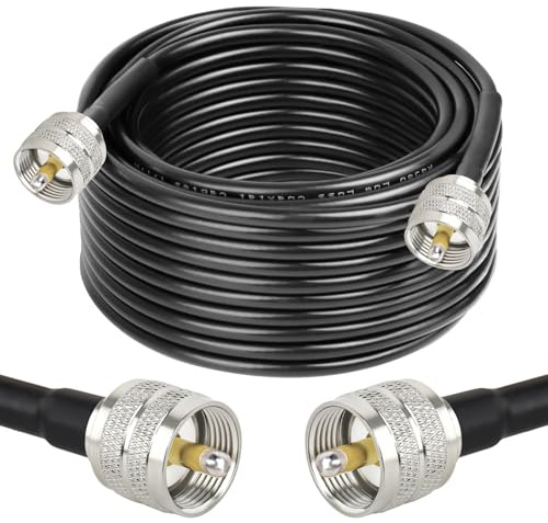 XRDS -RF RG58 Cavo coassiale CB 15,2 m, 50 Ohm con connettori maschio UHF PL-259 – Cavo coassiale flessibile e durevole per radio CB, radio Ham, antenna, misuratore SWR, SDR
