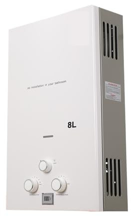 Scaldabagno Elettrico Istantaneo, Scaldabagno A Gas Propano Senza Serbatoio 8L 16KW GPL Riscaldatore Di Acqua Calda Istantanea Caldaia Display A LED Campeggio Esterna Con Kit Soffione Doccia per RV Cu