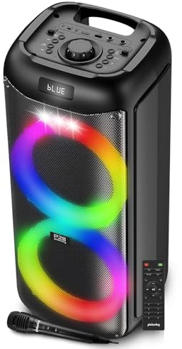 Enceinte Sonorisation Autonome sur Batterie à LED - Pickering Panther P28-500W, Bluetooth USB SD, 6 Modes Equaliseurs, Téléco