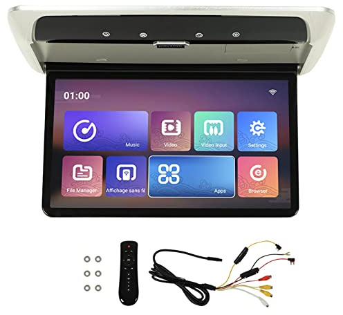 Brilluxa Rear Seat Video Monitor, Android Entertainment Screen Bluetooth Display Compatible with Android 10.0, Car Headrest Media Player, Wireless Mirroring Touch Panel (Gray)