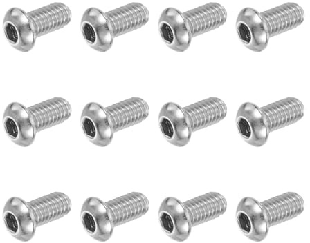 PATIKIL Viti A Testa Bombata Con Innesto Esagonale, 12 Pezzi 5/16-18 UNC x 5/8 Pollici 304 Acciaio Inossidabile Innesto Esagonale Filettatura Completa Bulloni Macchina Luci, Argento