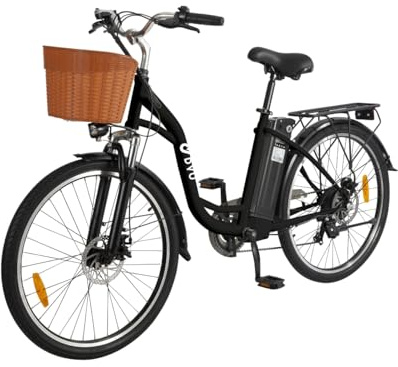 Zylvro C6 Vélo Électrique Pour Adultes De 26, Panier Avant, Batterie Amovible 36V 13Ah, 6 Vitesses, Autonomie de 80-100km, Vélo Électrique Pour Pendulaires Urbains (Noir)