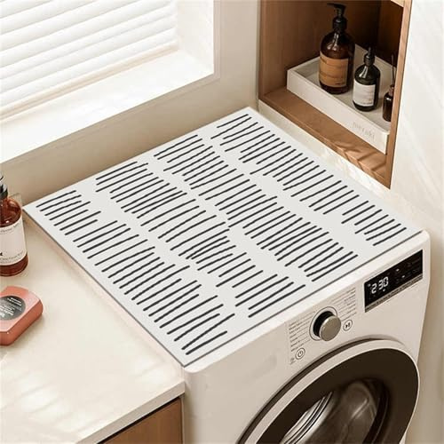 Highdi Rayures Simples Housse de Protection pour Machine à Laver Top,Coussin de Machine à Laver Antidérapant Housse de Machine à Laver pour Machine à Laver Ou Sèche-Linge (Noir Blanc,30x40cm)