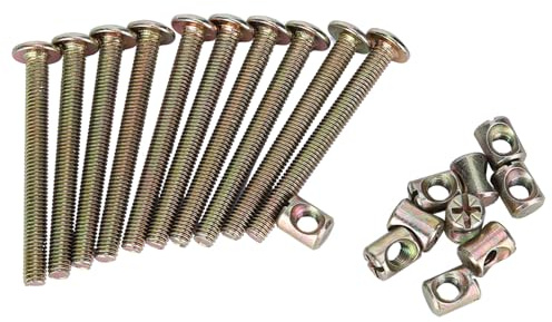 Hyuduo Möbelschrauben, Zylindermuttern, M6-Möbelschrauben 80 Mm, 100 Mm, 40, 60, Verbindungsschrauben und Muttern aus Kohlenstoffstahl für Holzmöbel für Schränke, Küchenarbeitsplatten, mit Zink