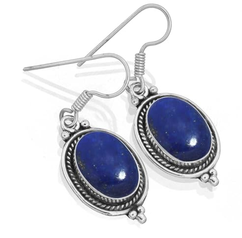 925 Sterling Silber versilbert Handgemachter Schmuck Oval Türkis, Karneol, Bernstein, Rosenquarz Naturstein Boho Tropfen-Hängeohrring Für Frauen