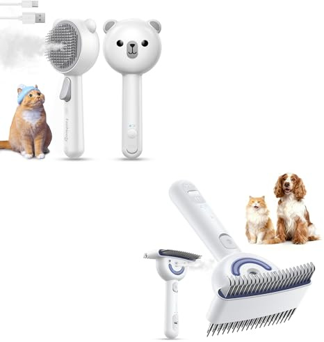 FEELNEEDY Katzenbürste mit Dampf & Peigne Démêlage Professionnel, Vaporisateur Double Face