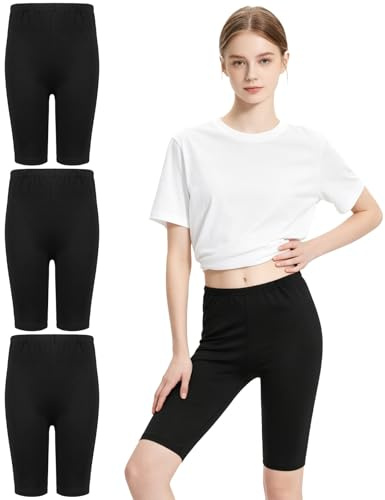 Wareet Girls Black Cycling Shorts Kids Cotton Breathable Under Dress Shorts Summer PE School Sports Shorts Leggings 3 Pack (UK, Age, 10 Years, 11 Years, Regular)