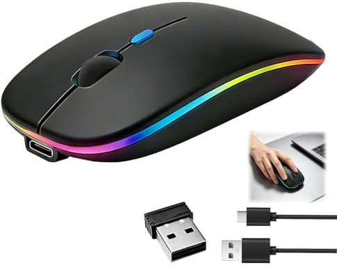Wireless Bluetooth Mouse for Laptop Rechargeale Mouse 2.4G Hz Bluetooth 5.2 | 800-1600 DPI USB Optical Cordless Mouse for Laptop Computer Mac iPad Tablets wireless rechargeable mouse wireless mouse