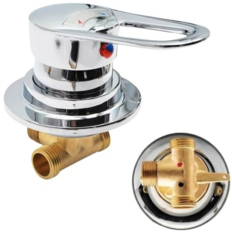 AFUDER Mitigeur Douche Corps en Laiton Convient aux Cabine de douche | Régulation de Température & Débit d’Eau, Cartouche en Céramique, Plaque renforcée,Finition Chrome Anti-Rayures