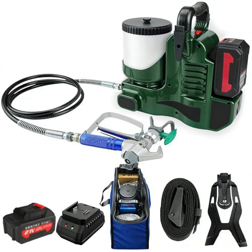 WACLMOTAKE Wandfarbe sprühgerät mit 1200 ml Trichter & kabellosem Design, perfekt zum Sprühen von Möbeln, Wänden, Decken und kleinen Renovierungsarbeiten im Haus Green-1Battery