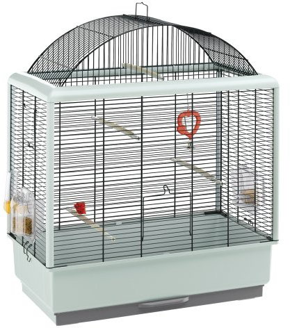 Ferplast Vogelkäfig Wellensittich Käfig Exotenkäfig, inkl. Vogelspielzeug, Vogel-Futternapf, Vogel-Sitzstangen, Schwarz, 59 x 33 x h 69 cm.