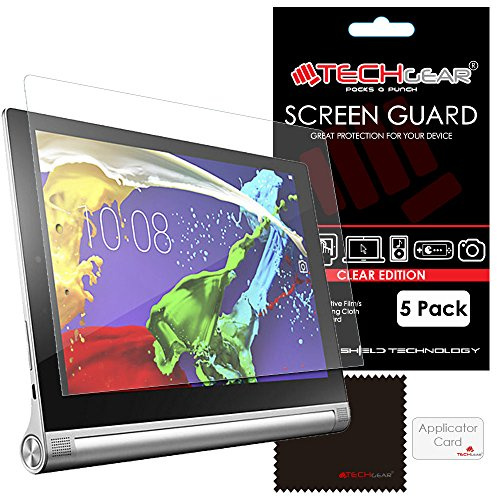TECHGEAR [Pack of 5] Screen Protectors for Lenovo Yoga Tablet 2 10 (Yoga 2 10.1 inch Tablet) - Ultra Clear Lcd Screen Protector Guard Covers With Screen Cleaning Cloth & Application Card