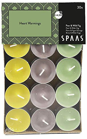 Spaas 30 Scented Tealights Assorted Colours, 4.5 Hours, Heart Warmings, Spring Green