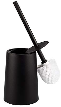 Santrue Schwarz WC Bürste und Halter Mit Deckel kunststoff Schwarz Toilettenbürste Mit Halter toilettenbürstenhalter Schwarz WC bürstenhalter