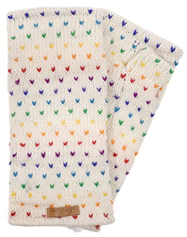 McRon Damen Gestrickte Pulswärmer Stulpen Modell Ines regenbogen