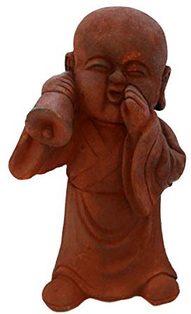 Statua monaca, statua di Buddha con strumento, figura monaco ca. 43 cm di altezza, statuetta per casa, giardino, accessorio per la casa, scultura del monaco di Buddha Feng Shui, decorazione da