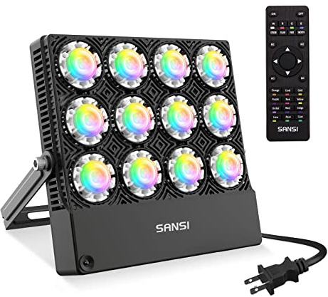 SANSI Led Flood Light 500W Equivalent,RGBW Outdoor Color Changing Christmas Led Stage Landscape Lights Floodlights 70W,16 Colors 4 Modes,Dimmable for Party Wall Wash Garden