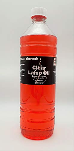 CLEARCRAFT SMOKELESS, ODOURLESS COLOURED LAMP OIL - 1 LITRE - FREE FUNNEL - PERFECT FOR USE WITH MODERN OIL CANDLES, TRADITIONAL OIL LAMPS BOTH INDOOR AND OUTDOOR USE (RED)