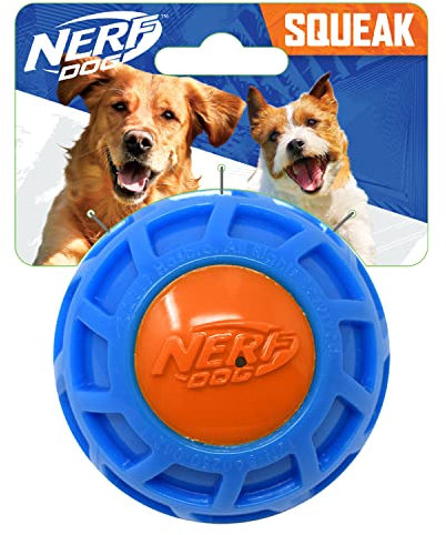 Nerf Dog Exo-Quietschball aus TPR, 7,6 cm, Blau/Orange