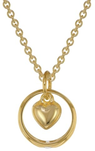 trendor Taufring Anhänger Herz 333 Gold + plattierte Silberkette 39470-38 38 cm