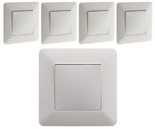 Zenitech Lot de 5 interrupteurs va et Vient 10A - Blanc - Artezo