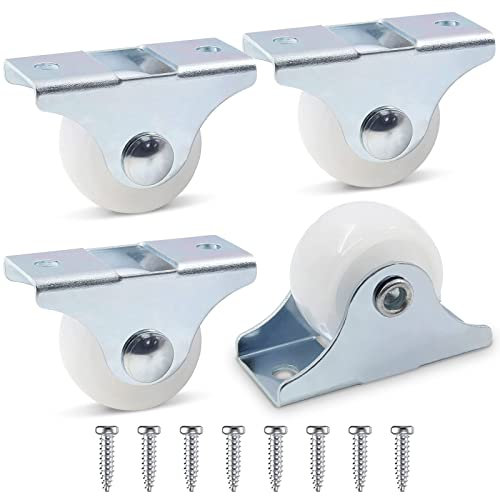Caster Wheels Set of 4 25mm Small Screws Fixed Castor Wheel 25mm Castor Wheels Fixed Heavy Duty Small Furniture Wheel and Casters Set for Replacement Furniture