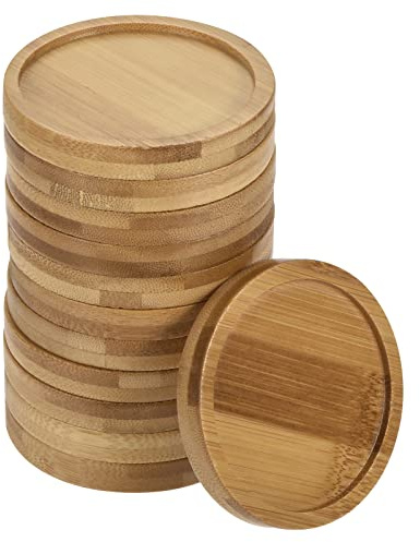 PATIKIL Plant Pot Saucer, 12 Pack 3 Inch OD Bamboo Round Flower Drip Tray for Indoors